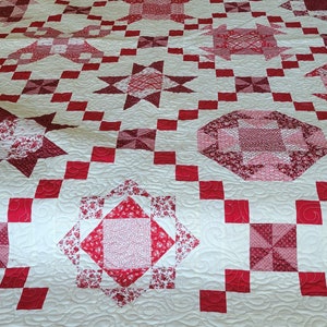 Ruby - Large King size red & white quilt