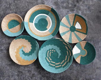 Natural African Wall Basket for Bohemian Home Decor, Natural, Simple, Authentic, Wicker Handmade Wall Plates for Hotel, Garden Decor