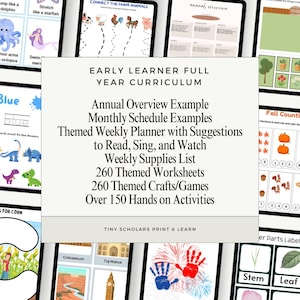 Full Year Toddler & Preschool Curriculum - Printable Homeschool Daycare Activities, Workseets, and Crafts (Digital Download)