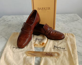 Vintage Barker Brown Leather Slip-On Dress Shoes UK 6