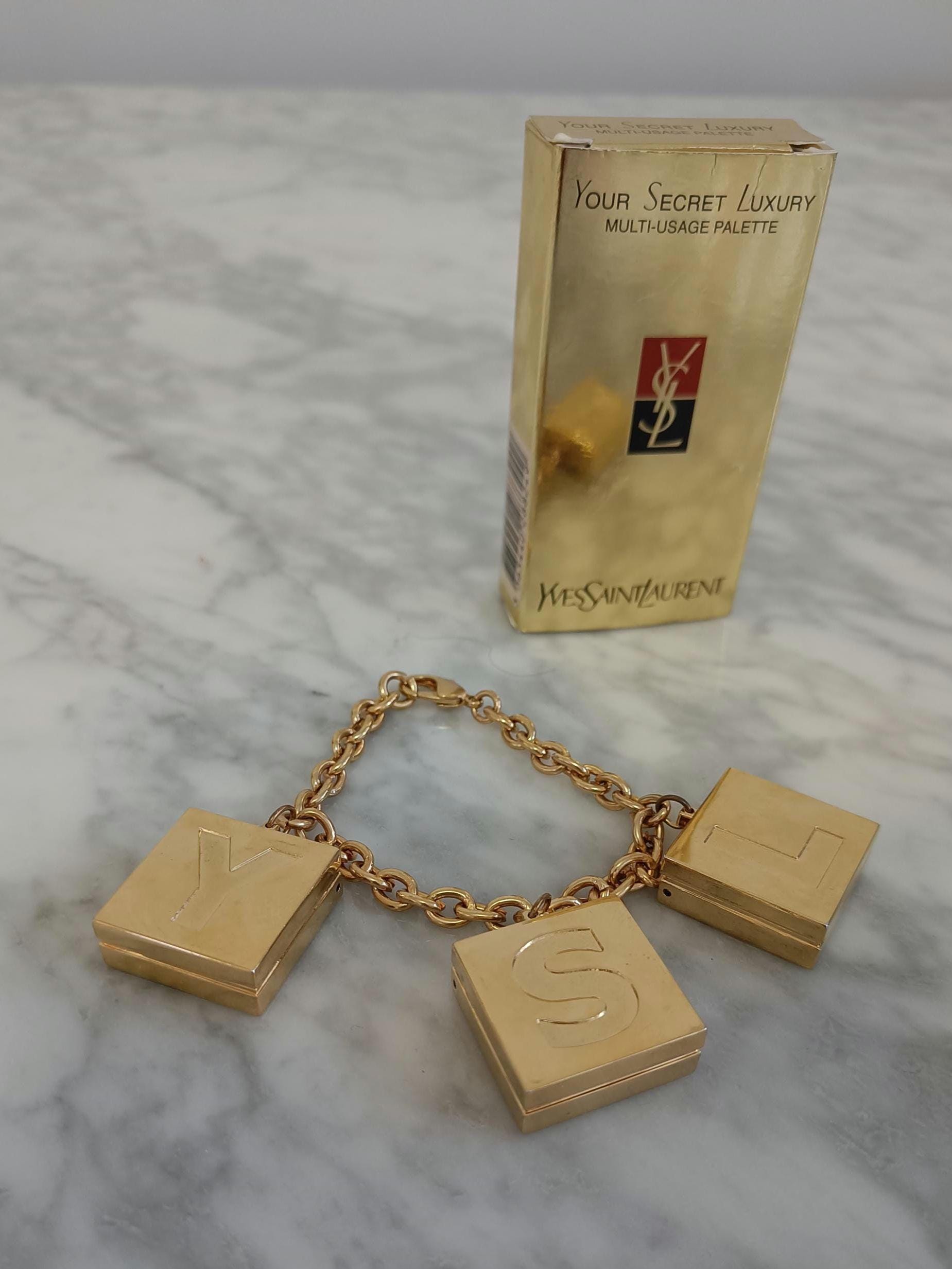 Yves Saint Laurent Lip Gloss Gold Tone Lipstick Charm Bracelet