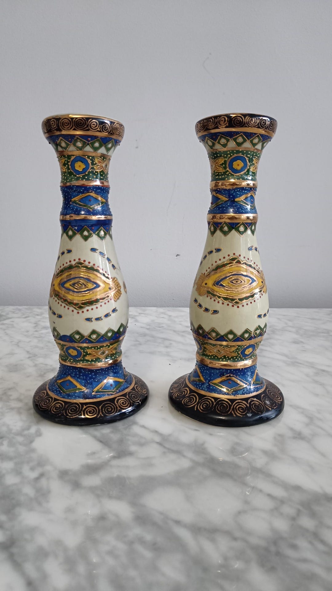 Vicko Satsuma, Hand Painted, Candle Holders - Etsy