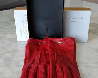 Paul Costelloe Red Leather Driving Gloves for Ladies