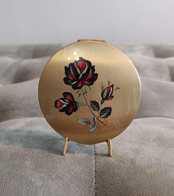 ヴィンテージ Stratton コンパクト ミラー ブーケ England製 1950年代