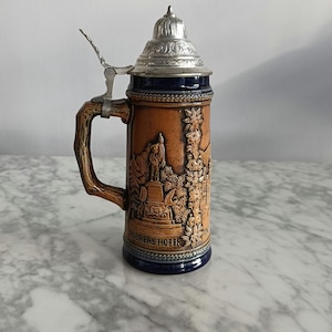 Vintage 1970s Gerz Pewter and Ceramic Stein Innsbruck