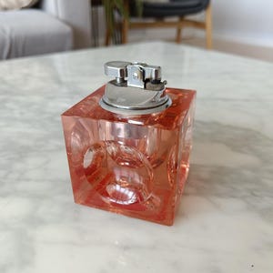 Vintage Red Murano Glass Cube Table Lighter: Mid-Century Modern