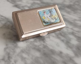 Vintage Gillette "Rubie" Razor: Moving Chicken Picture Compact Case
