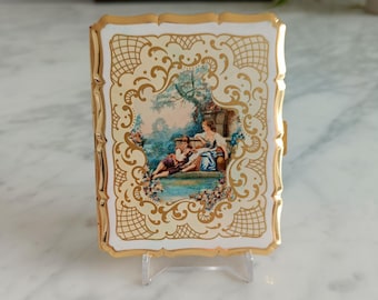 Vintage Melissa Cigarette Case in Cream Enamel With Pink & White Flowers  and Green Leaves ~ Mid-century Tobacciana