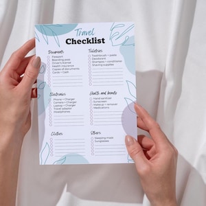 Editable Travel Packing List | Printable Travel Checklist & Planner | Vacation Organizer for Women