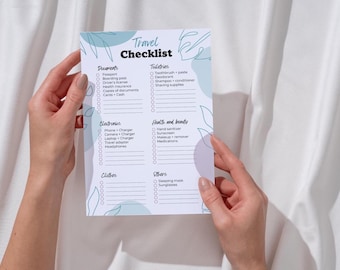 Editable Travel Packing List | Printable Travel Checklist & Planner | Vacation Organizer for Women