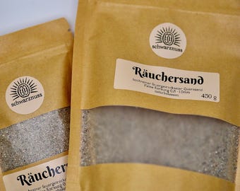 Räuchersand fein 0,5–0,8 mm • 120 g oder 450 g • für Räucherschale & Kohle • naturbelassen • Zubehör zum Räuchern