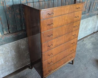 Vintage Danish 7 Drawer Chest of Drawers | Mid Century Modern Tallboy