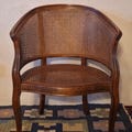Vintage Half-Moon Rattan Armchair