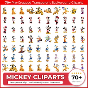 Mickey and friends 70 cliparts bundle, craft suply, Mickey mouse svg cut files for Cricut / Silhouette, Donald Duck svg, Mickey png, dxf