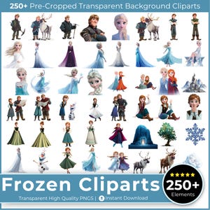 250+ Frozen Princess Clipart PNG Bundle | Frozen-Inspired Digital Download | Transparent Background | DIY Crafts, Scrapbooking