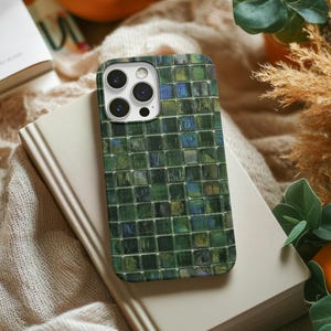 Oceanic Tile - Étui pour portable bleu foncé et vert