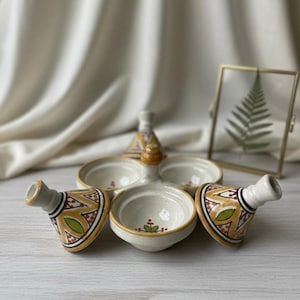 Boîte à bijoux en céramique de Portagioie - Pot à bijoux marocain fait main avec incrustation d'os