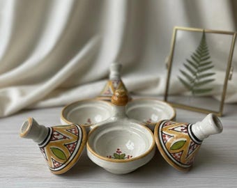 Joyero de cerámica Portagioie: tarro marroquí de recuerdo con incrustaciones de hueso hecho a mano