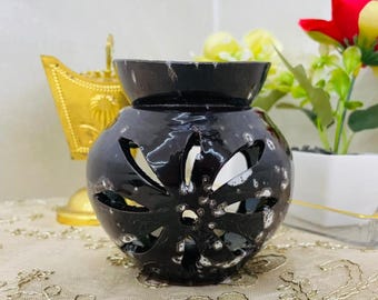 Quemador de incienso de mármol negro para meditación zen