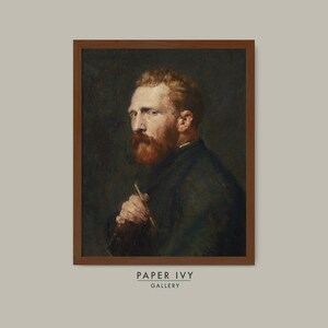 Vintage portrait painting of a man artist Vincent Van Gogh impressionist gift for artist