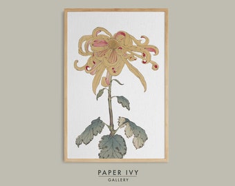 Vintage printable japanese flower art print for mothers day wall art print Japanese print for her ukiyo-e chrysanthemum art wall decor