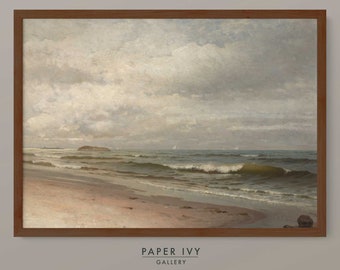 Vintage sea painting antique coastal art instant download wall art digital art printable