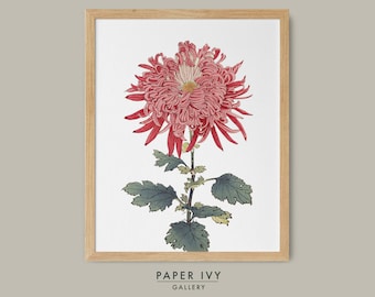 Väggkonsttryck japanskt tryck för mamma ukiyo e krysantemumkonst väggdekor vintage utskrivbart för henne japanskt blomkonsttryck