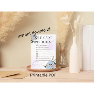 Self-Care Checklist Printable PDF | Daily Wellness Planner | Instant Digital Download