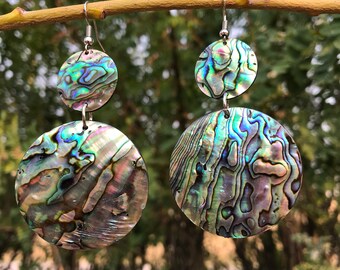Abalone shell round earrings