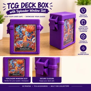 TCG Deck Box with Toploader Window Slot - Fits 60 or 80 Double Sleeved Cards