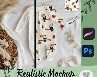 Romper Mock-Up Procreate, Photoshop, Realistic, Template, Summer, Mock up, Instant Download, Fabrics, Games, Clothing, Mock-Up, Clothing