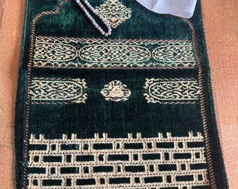 Kids Islamic Prayer Set: Rug, Beads & Kufi - Muslim Children's Gift