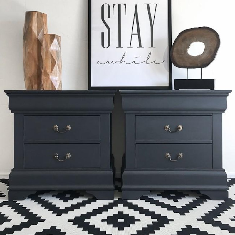 Black Bedside Table - Etsy