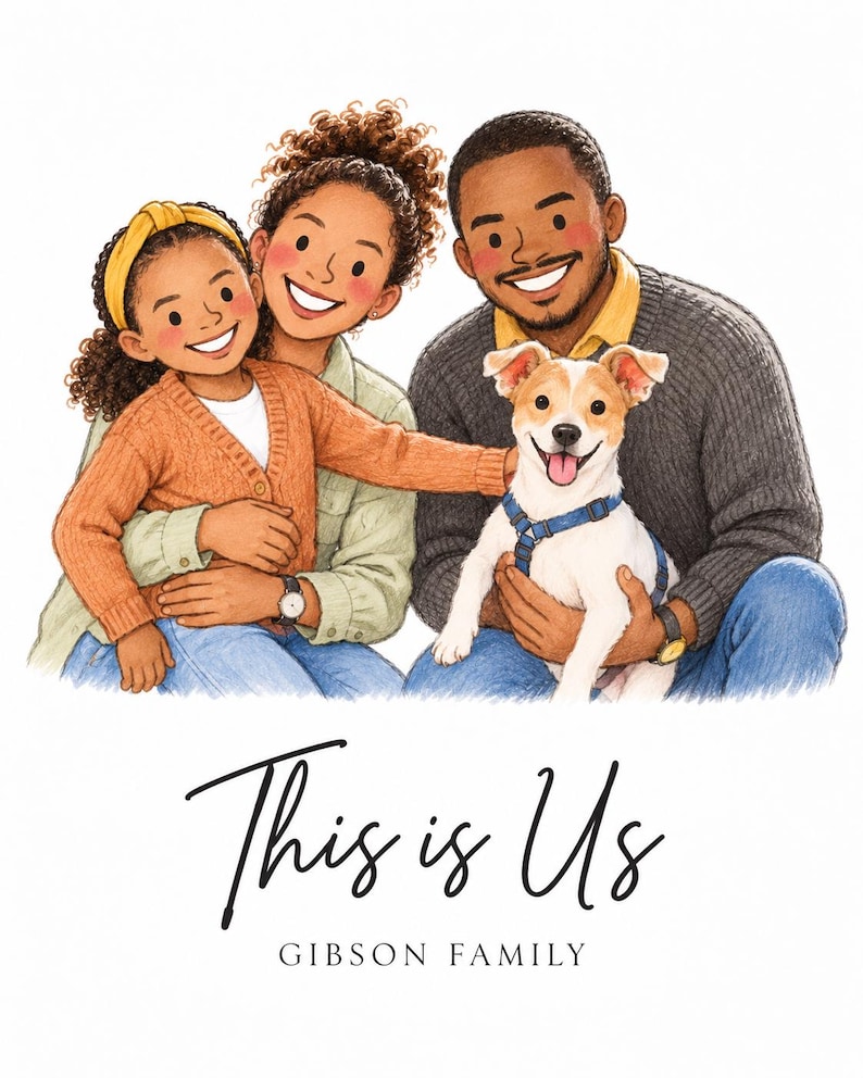 Personalized Family Portrait, Custom Photo Wall Art, Illustrated ...