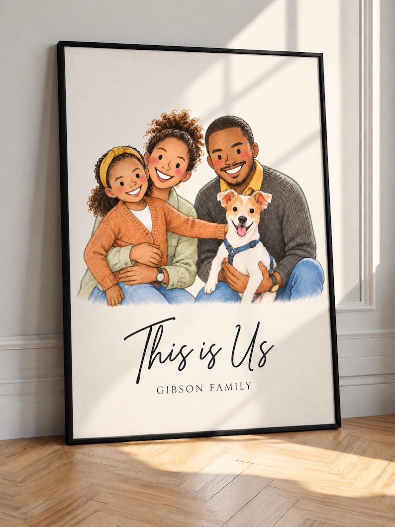 Personalized Family Portrait, Custom Photo Wall Art, Illustrated ...