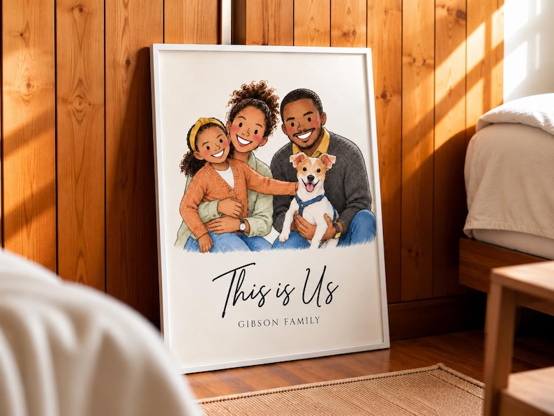 Personalized Family Portrait, Custom Photo Wall Art, Illustrated ...