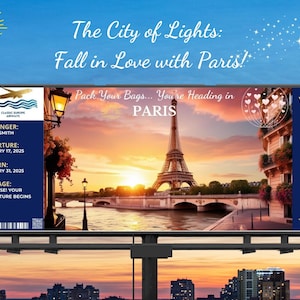 Paris, Roma, Londres, Barcelona e Amsterdã, presente de aniversário, férias surpresa, ingressos digitais para impressão, capitais da Europa.