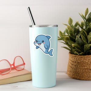 Under the Sea Sticker Ocean Theme Decal Cute Dolphin Kid Water Bottle Sticker Marine Life Sea Creature Chibi Animal Sticker For Laptop
