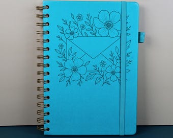 Leather Address Book Contact Directory Floral Design Custom Name Wedding Gift Tabbed Keeper Hardcover Phone Spiral Bound Notebook Organizer