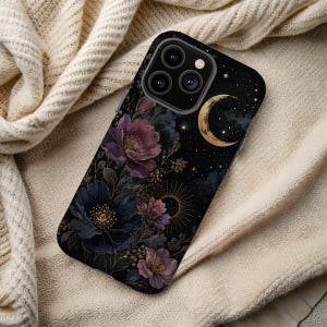 Celestial Phone Case Floral Iphone Moon Garden Botanical Dark Aesthetic Wildflower Protection Magsafe Compatible Hard Shell Gothic Boho
