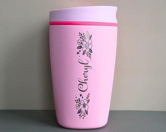 Floral Name Custom Owala Bottle Gift For Wife Travel Coffee Cup Engraving Gifts For Bridesmaids Proposal Gift Mothers Day Travel Coffee Mug
