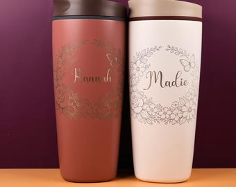 Personalized Owala Bottle Custom Name Floral Design Water Tumbler Insulated Drink Container Travel Hydration Gift Idea Birthday Present
