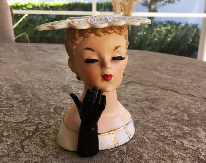 Napco Head Vase, Vintage Napcoware Lady Head Vase, Napco Figurine Lady