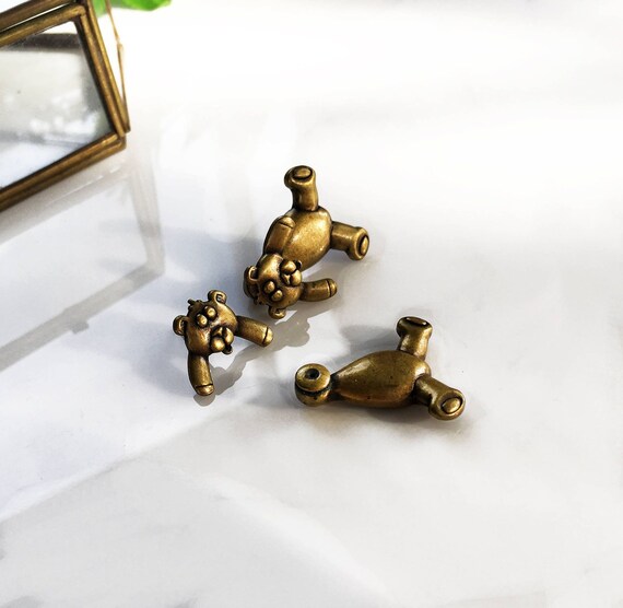 Teddy Bear Earrings, Bear Lovers Gifts, Teddy Bear Jewelry, Bear Ear Jackets, Teddy Bear Gifts, Brass Bear Earrings, Metal Bear Earrings