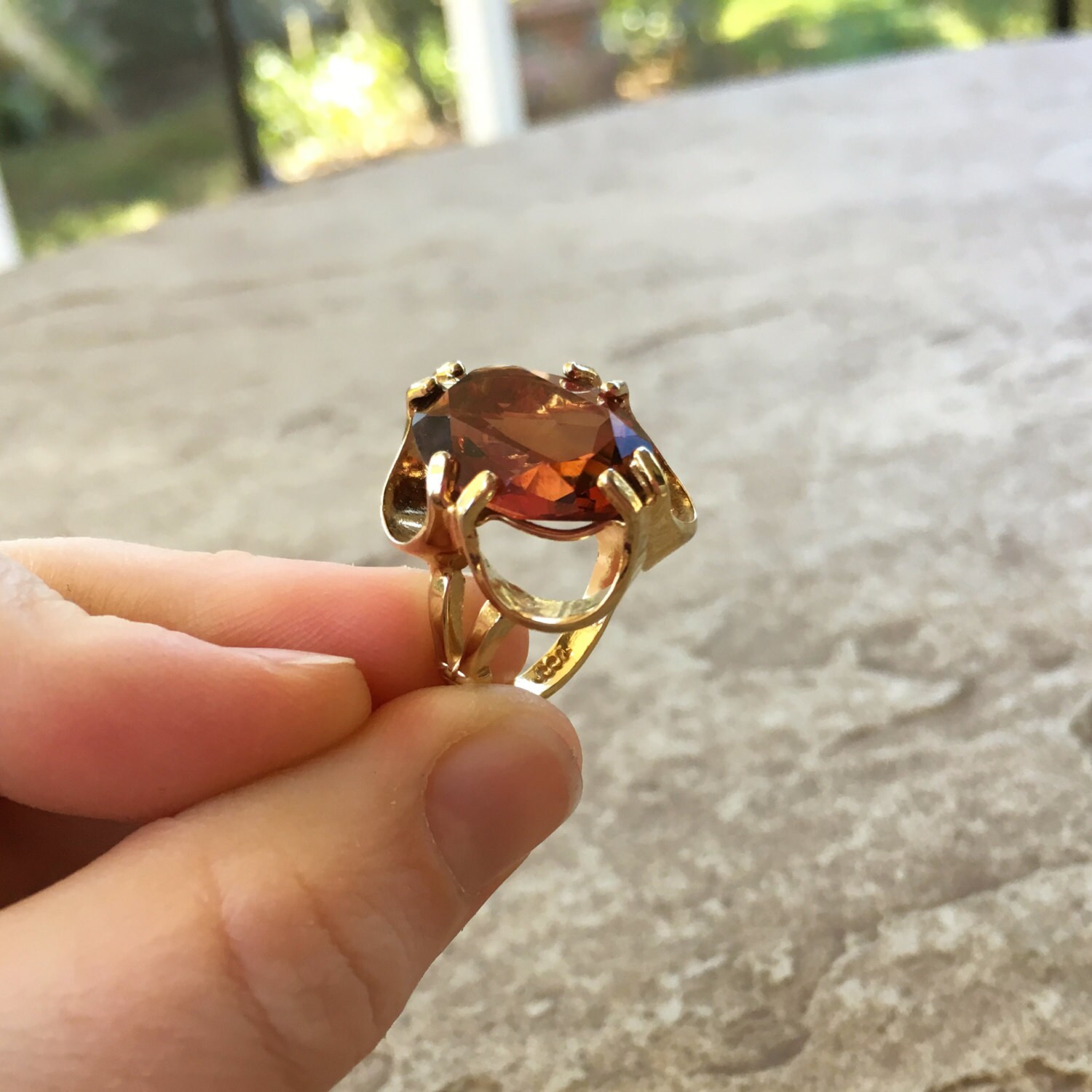 Brown Gemstone Ring Amber Ring Size 3.25 Ring CCI Jewelry