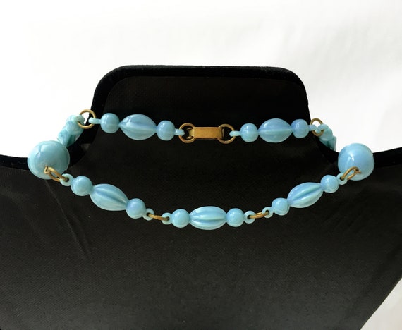 Light Blue Necklace, Vintage Boho Necklace, Long … - image 4