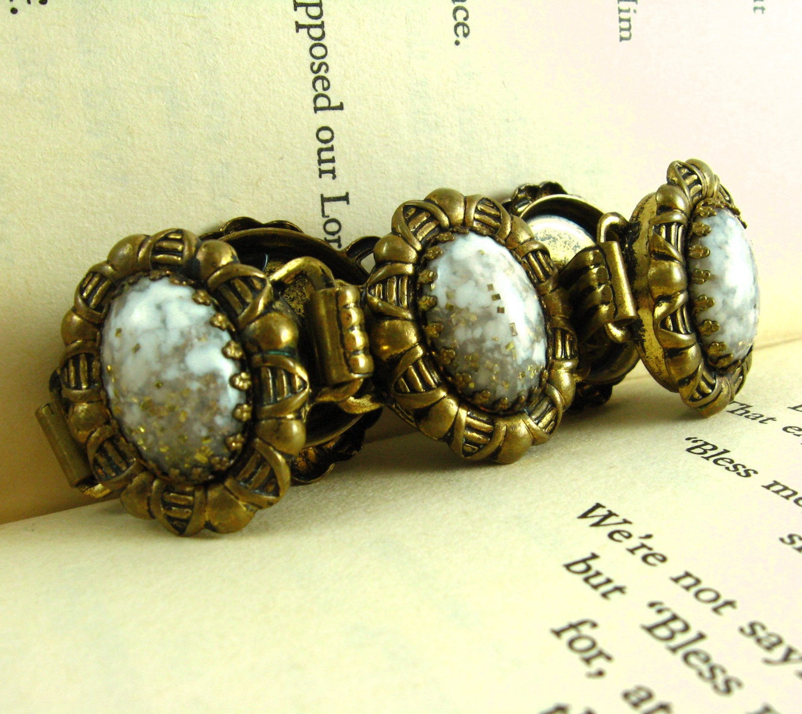 Antique Brass Bracelet Vintage Gold Glitter Bracelet Faux Etsy