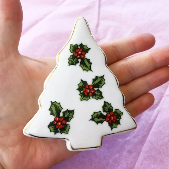 Ceramic Christmas Tree, Lefton Christmas Holly Be… - image 2