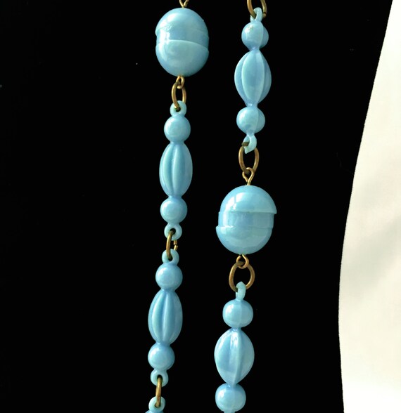 Light Blue Necklace, Vintage Boho Necklace, Long … - image 3