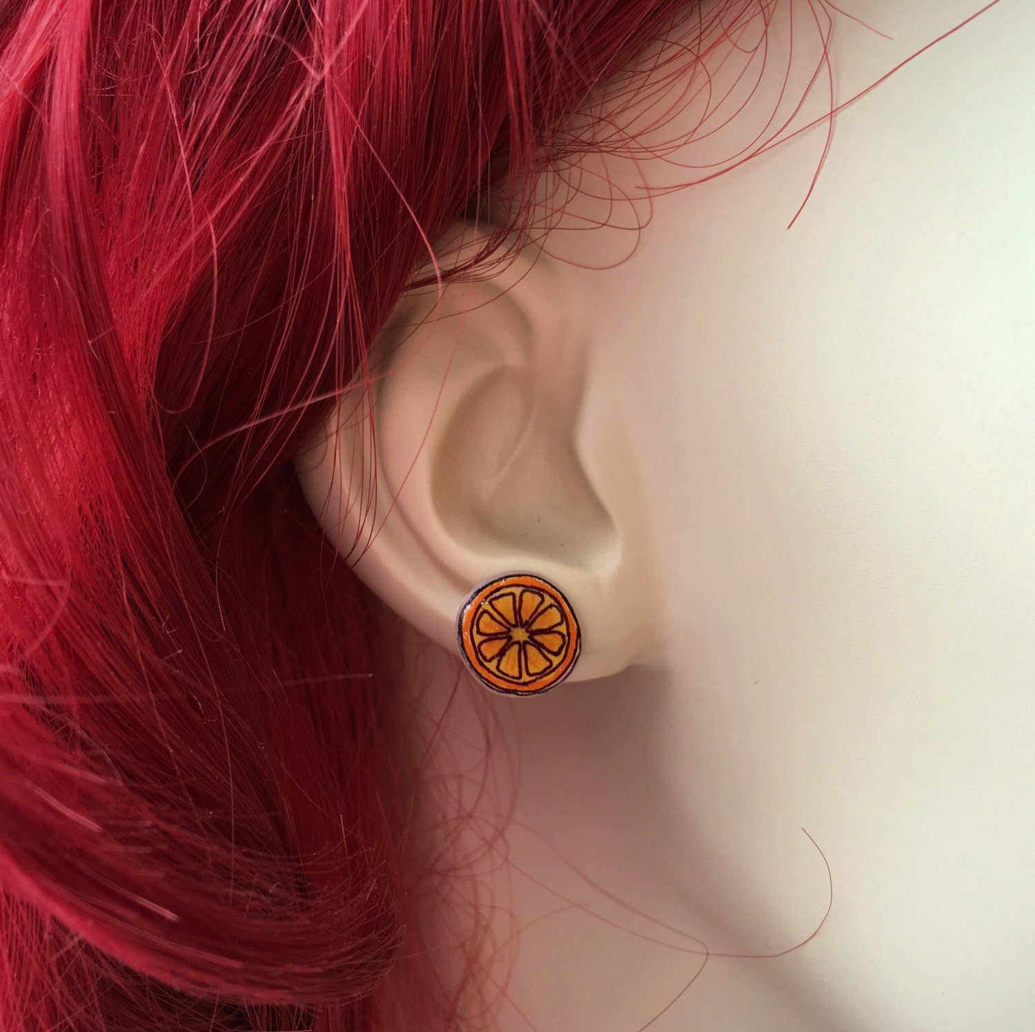 Orange Earrings Fruit Earrings Orange Slice Earrings Orange Etsy